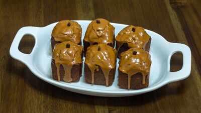 mini kahlúa mocha walnut cube cakes.