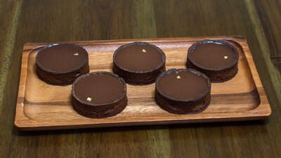 mini triple chocolate tarts.